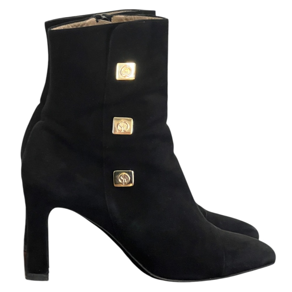 St. John Tess Black Suede Marie Booties Size 8/8.5